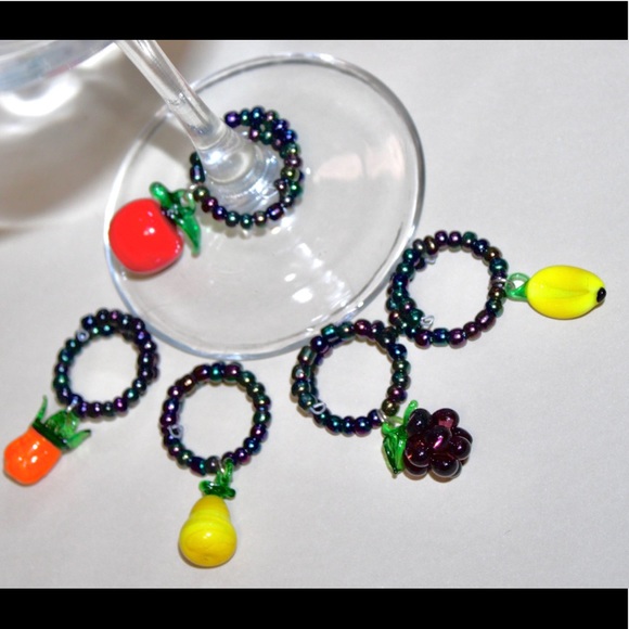 ๐3/20$5/25๐SET VINTAGE BLOWN GLASS FRUIT WINE GLASS CHARM - Picture 7 of 16